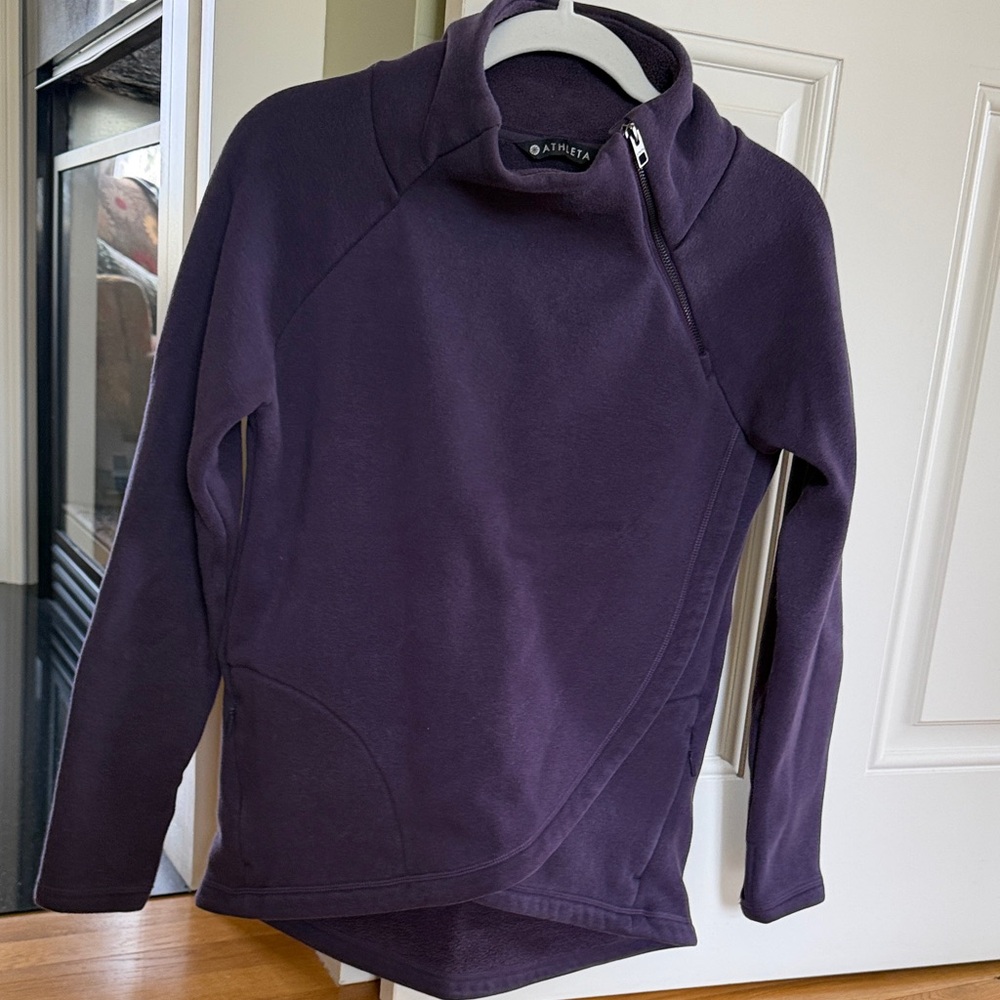 Athleta Deep Plum Asymmetrical Quarter-Zip Pullover